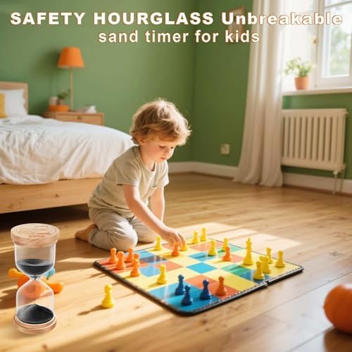 2 Minute Wooden Sand Timer Hourglass:Beech Wood Sand Clock,Small Sand Watch 2 Min,Hour Glass Sandglass for Home,Brushing Teeth,Kitchen (Black)