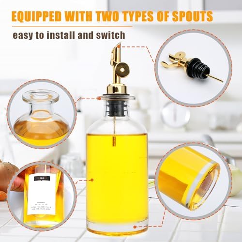 Salzesfalls 2Pcs 12oz Olive Oil Dispenser Bottle, Oil Dispenser for Kitchen