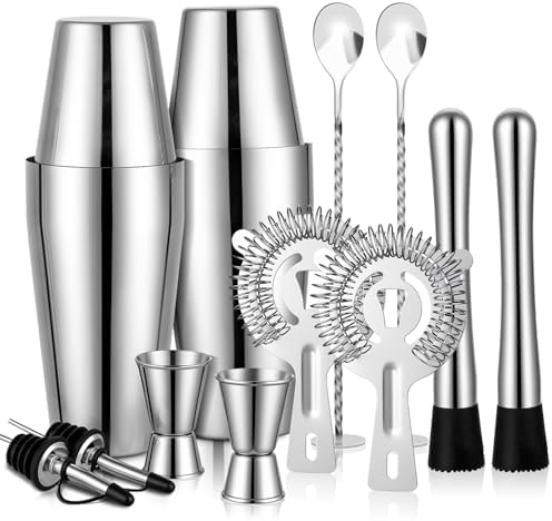 Mwellewm Cocktail Shaker Set, Boston Shakers, Bartending Drink Shaker Kit