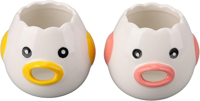 2Pcs Egg Separators, Ceramic Chicken Yolk Strainer Kitchen Cooking Accessories Suitable for Kitchen Egg Cooking