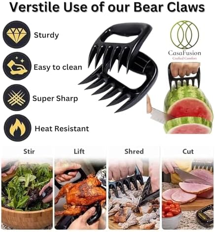 Multipurpose Meat Claws, Bear Meat Paws for Shredding BBQ, Cooked, Roasted or Grilled Meat, Easy and safe meat handling and shredding