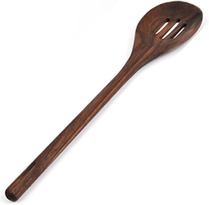 Walnut Wood Slotted Spoon,Cooking Straining Spoons,Rustic, Natural Walnut Wooden Classic Style for Kitchens Tables Stirring Sauces Pasta,14" Long Handle Utensils Skimmer Scoop Kitchenware Scoop