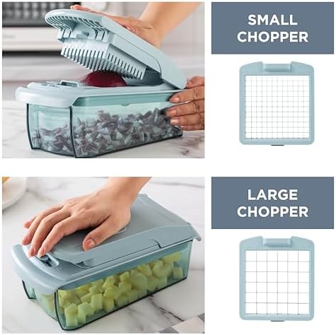 Cook with Color Vegetable Chopper - Multifunctional 11 in 1 Vegetable Chopper with Container - Food Chopper to Dice, Chop, Slice, Julienne and Spiralize, Blue