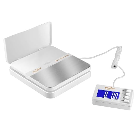 130Lb x0.1OZ Extended Display Digital Shipping Postal Scale, White