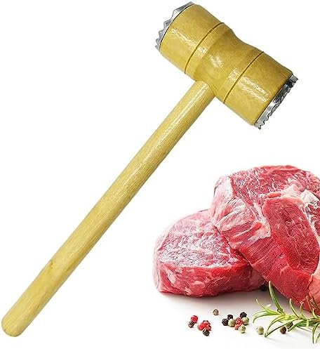Meat Tenderizer Mallet, Manual Tenderizing Tool for Beef, Pork, Poultry (Metal)