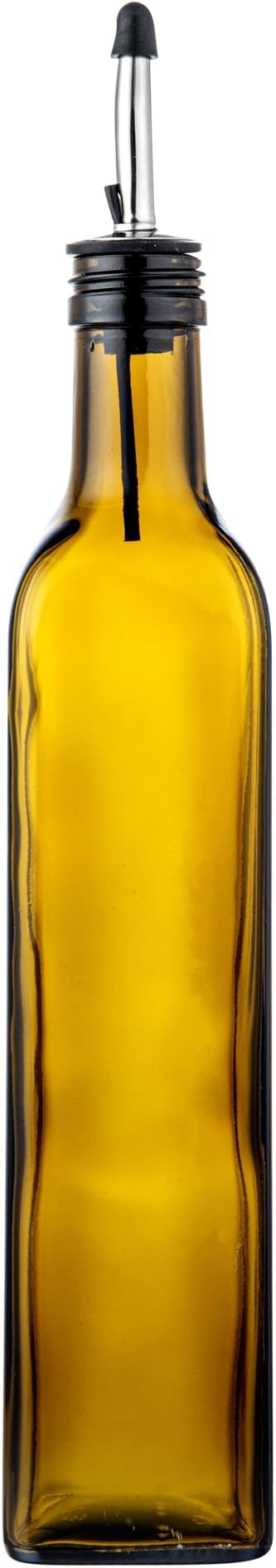 Restaurantware-Chef 101 16.9 Ounce Olive Oil Dispenser, 1 Kitchen Oil Dispenser Bottle - With Stainless Steel Pourer, Non-Leaking, Amber Glass Pourer, For Cooking Or Salad Dressings