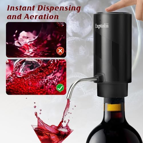 Electric Wine Aerator, Wine Decanter, Wine Dispenser, Wine Gift, Automatic One-Touch Wine Pourer Pump Wine Oxidizer for Red and White Wine Re-chargeable