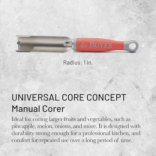 de Buyer UNIVERSAL CORE CONCEPT Manual Corer, Red - 1” - Serrated Stainless Steel Blade - Ergonomic, Non-Slip Handle - Easy to Use