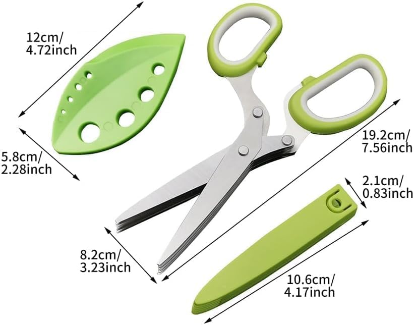 Upgraded Herb Scissors, Effortless Herb Shears Cutter Tool with Sharp Stainless Steel Blades for Fresh Herbs, Must-Have Kitchen & Cooking Gadget, (Green)