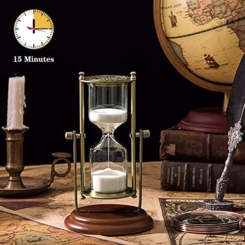 Vintage Hourglass Sand Timer Decor,360° Rotating 15 Min,7.48 inches