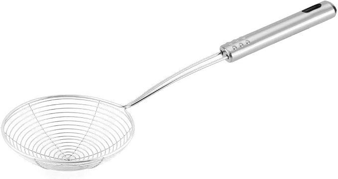 uxcell Metal Wire Spiral Mesh Home Kitchen Frying Perforated Spoon Skimmer Strainer Ladle 4.5 Inch Dia