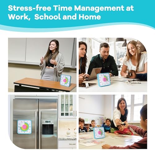 TWENTY5 SEVEN Countdown Timer 7.5 inch; 60 Minute 1 Hour Visual Timer – Classroom Teaching Tool Office Meeting, Mechanical Countdown Clock for Kids Exam Time Management Magnetic, Macaron Sky Blue