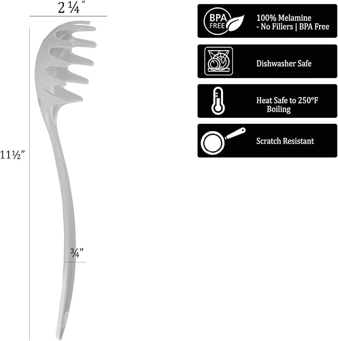 Spaghetti Spoon, Pasta Server, Fork with Ergonomic Handle, Heat Resistant, BPA Free,11.5 inch Melamine Utensil by Reston Lloyd, Lime