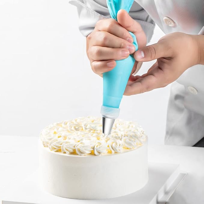 Ecowin Cookie Scoop Set Ice Cream Scoops, 3 PCS Thick Stainless Steel Ice Cream Scoop with Trigger Release, Cookie Scooper for Baking, Free Piping Bag and Tips Cake Decorating, Easy to Clean