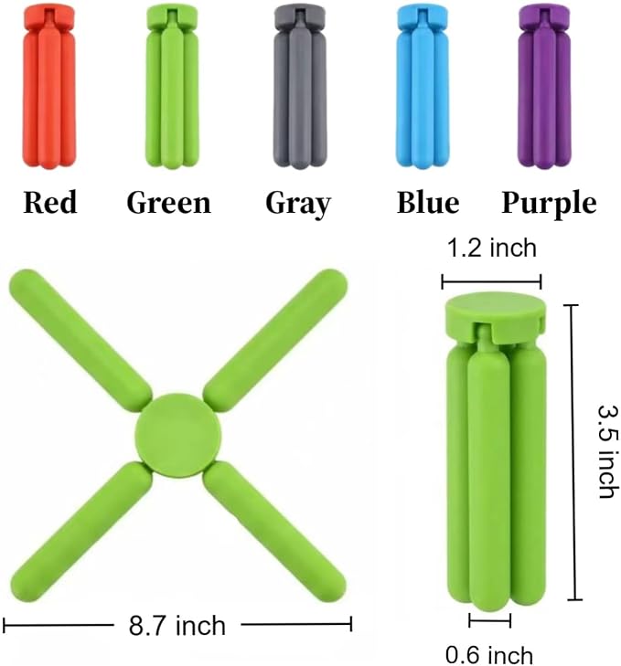 5 Pack Thick Silicone Trivets for Hot Dishes Eco-Friendly Foldable Trivets for Hot Pots and Pans Folding Trivet Save Much Space for Kitchen Home, Multi-Color | Foldable Heat Resistant Trivet Mats for Hot Pots and Pans, Non-Slip Folding Silicone Hot Dis...