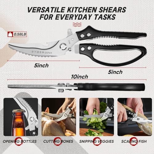 TIVOLI Multifunctional Poultry Shears Black with Non-Slip Handle