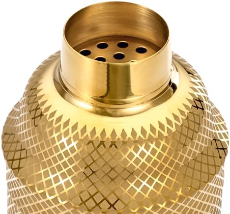 Barfly 3-Piece Diamond Lattice Etch Japanese Cocktail Shaker Set (24 Oz/700ml), Gold Plated