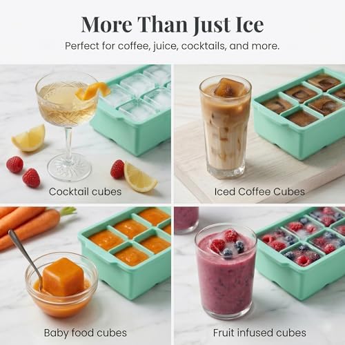 KitchFort® Large Silicone Ice Cube Tray (2-Pack) - 2" Big Ice Mold with Lid