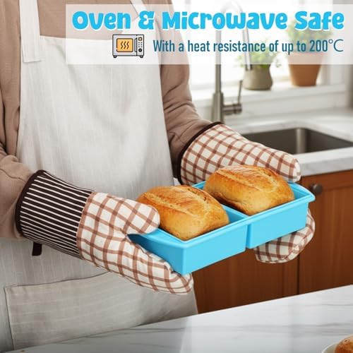 4 Pack Silicone Freezer Trays with Lid, 1/5, 1/2, 1, and 2 Cup Soup Freezer Molds Set Stainless Steel Frame Ice Cube Tray for Meal Prep Freezing Soup Stews Sauces Oven Microwave Safe(Blue)