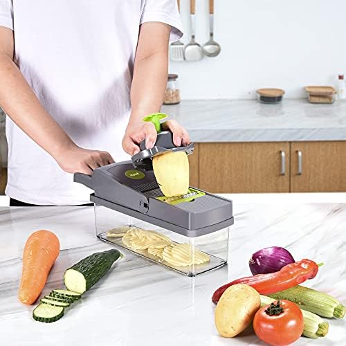 Zbyoujer Vegetable Chopper,14-in-1 food chopper vegetable chopper dicer slicer cutter Onion Chopper Onion Cutter Potato Salad Fruit Carrot Chopper with Container Chopper Vegetable Cutter