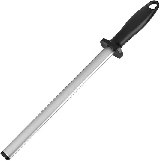 10 Inch Knife Sharpening Honing Rod, Professional Steel Knife Sharpener for Restaurant, Gourmet Chefs, and Home Kitchen Blade Sharpening