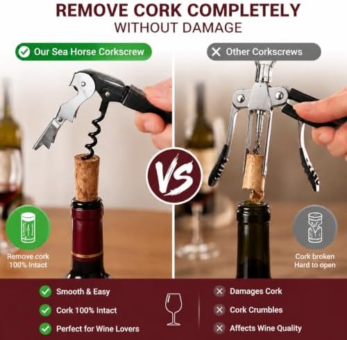 8 Pack Black Wine Key Corkscrew, Stainless Steel Waiter's Opener