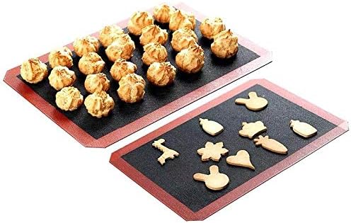 Silicone hollow Baking Mat Sheet, Set of 2. NonStick Oven Liner Perforated Mesh Pad, baked biscuits non-stick high temperature mat, breathable fiberglass baking mat, double-sided available.