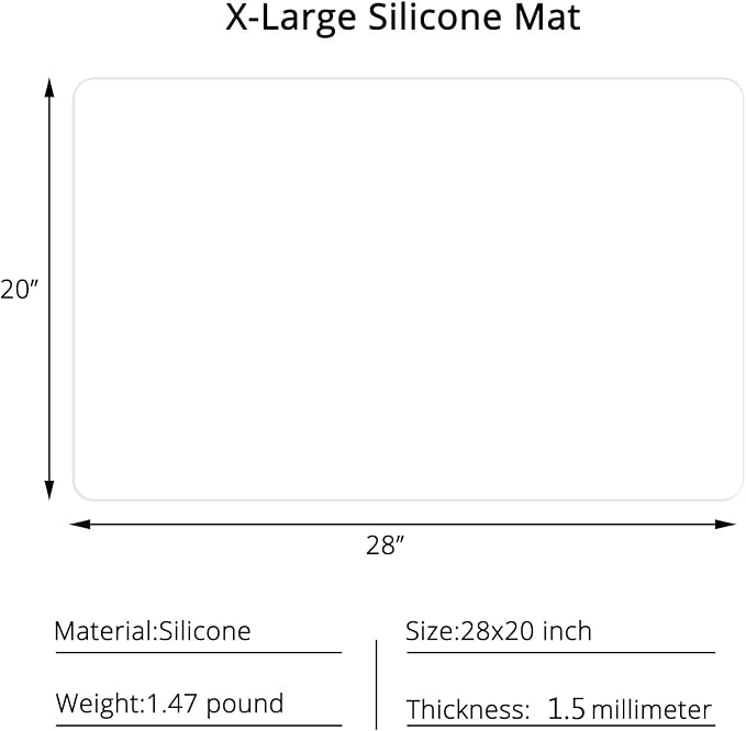 Silicone Mats for Countertop - Thicker, 28" by 20" Extra Large Multipurpose Mat, Counter Table Protector, Desk Saver Pad, Placemat Nonstick Nonskid Heat-Resistant Pad, Translucent