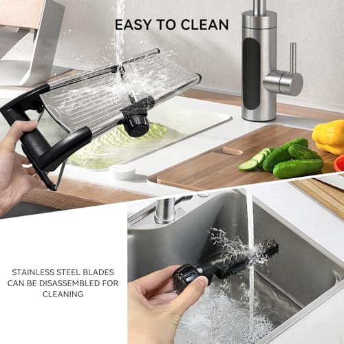 Mandoline Slicer, Adjustable Stainless Steel Slicer, Food Holder and Gloves