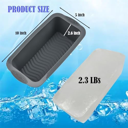 6Pcs Extra Large Ice Block Mold, YINOWON Large Silicone Ice Molds for Ice Bath, Large Ice Cube Molds for Cold Plunge Or Coolers, Ice Tray for Bath (6pcs Gray)