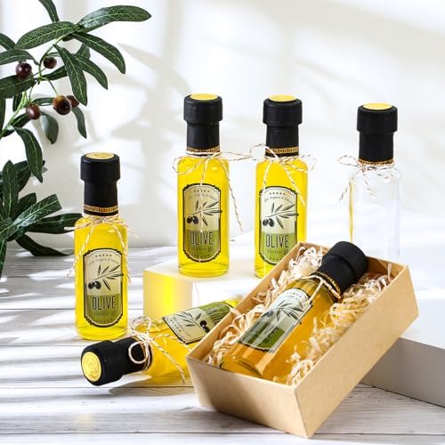Reallnaive 20 Pcs 4oz Mini Olive Oil Bottles Bulk, Circle, Clear