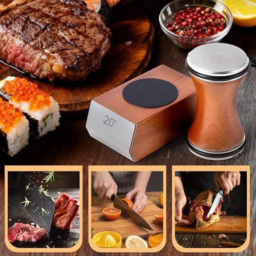 Rolling Knife Sharpener Kit, Knife Sharpener Tool with Replaceable Discs Diamond & Ceramic,15 & 20 Degree Multi-Purpose Magnetic Base, Suitable for Small, Medium, and Large Knives