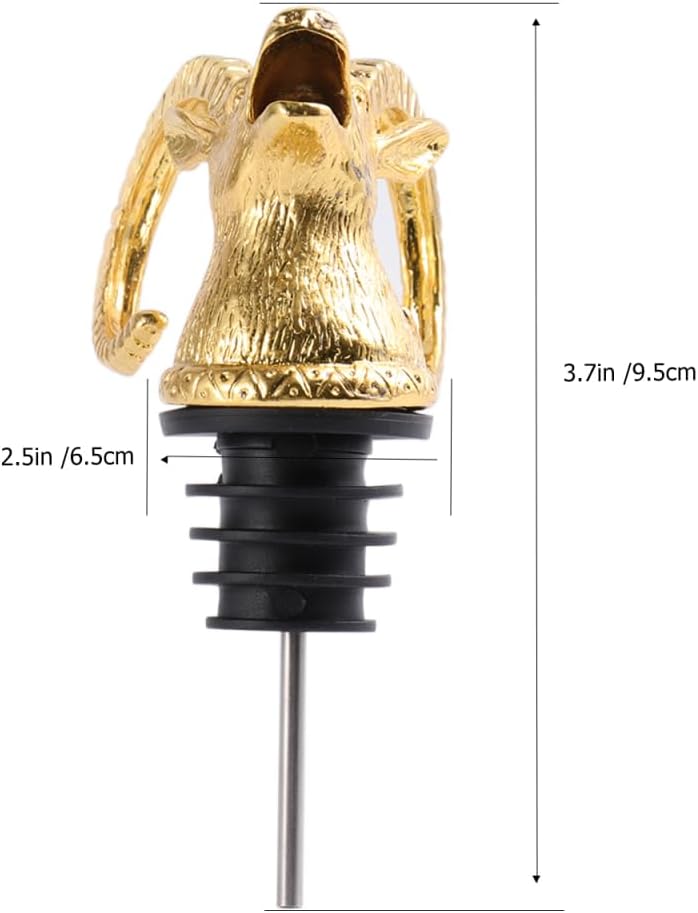 PRETYZOOM Wine Pourer Spout, Golden Antelope Head Bottle Stopper - Zinc Alloy