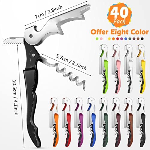 Honoson 40 Pieces Wine Opener Bulk Corkscrew Bottle Wine Key, Bright Colors