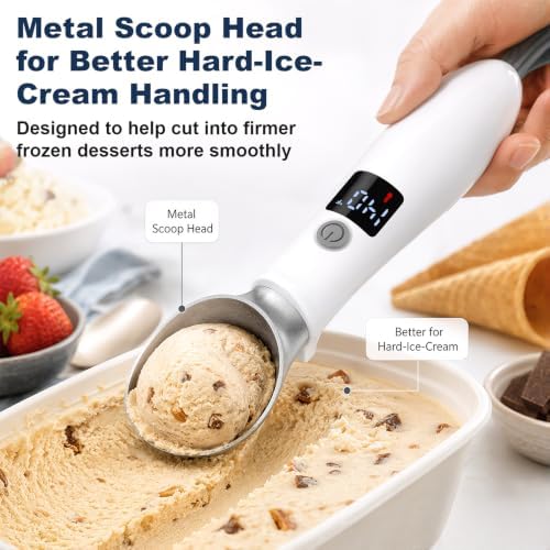 GVODE Heated Ice Cream Scoop, Rechargeable Electric Scooper, LED Display