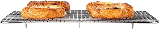 Restaurantware Met Lux 9.8 x 14.8 Inch Wire Baking Rack 1 Heavy-Duty Oven Wire Rack - Fits Jelly Roll Pan Dishwashable Stainless Steel Cooling Rack Elevated Feet Oven-Ready Up To 575F
