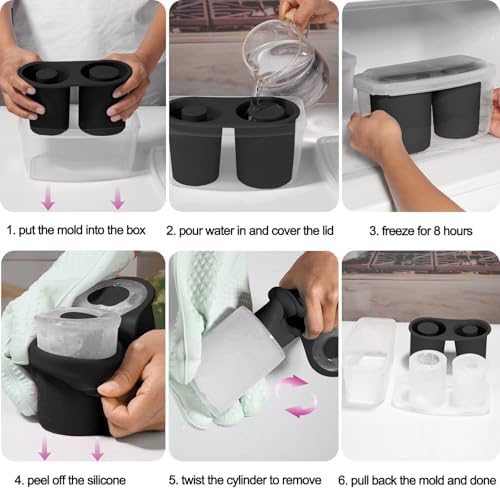 Ice Mold for Stanley Cup 30oz 40oz, Silicone Ice Tray, Black