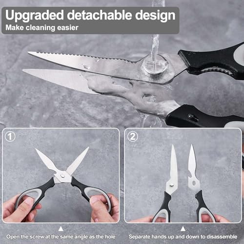 3-Pack Kitchen Shears Heavy Duty All Purpose Stainless Steel Scissors Dishwasher Safe Cooking for Meat, Chicken, Fish, Vegetable