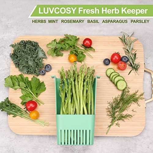 LUVCOSY 3 Pack Herb Keeper, BPA-Free Plastic Herb Saver with an Inner Basket for Cilantro, Mint, Parsley, and Asparagus, Keeps Fresh Herbs for 3 Times Longer