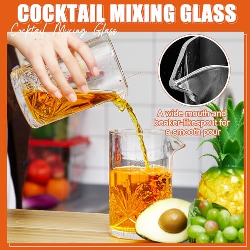 Dandat 4 Pcs 24 oz Cocktail Mixing Glass Crystal Stirring Glass for Cocktail Whiskey Mixing Glasses Bartender Pitcher for Bar Party Bartender Home Whiskey Drinking Shaker Accessory