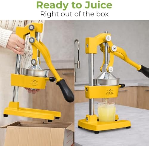Zulay Kitchen Cast Iron Juicer - Heavy Duty Orange Juicer with Detachable Strainers for Easy Cleaning, Citrus Press for Citrus Fruits, Perfect for Bartenders, Juice Lovers & Health Enthusiasts