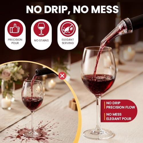 Wine Aerator Pourer Spout, 2 Pack, Drip-Free Pouring, Instant Aeration