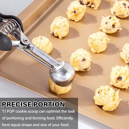 Small Cookie Scoop 2 tsp for Baking, Professional Stainless Steel Mini Ice Cream Scoop 30mm, Cookie Dough Scooper Meatball Scoop, Good Soft Grips, Quick Trigger Release, 10ml (2 Teaspoon)