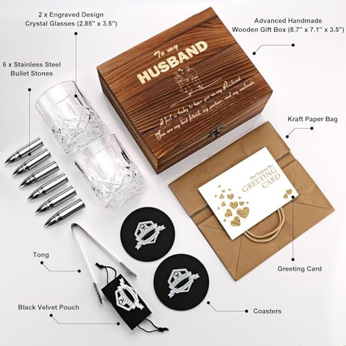 Whiskey Gifts for Men Husband, Anniversary Birthday Bourbon Gifts for Him