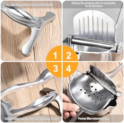 aluminum alloy metal handheld hand manual cold press squeezer exprimidor extractor juicer for fruits such as limes, lemons, tangerines, citrus, oranges, Grape, and grapefruits (Small)