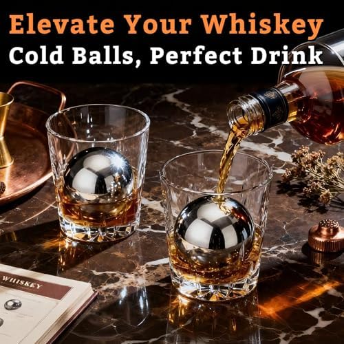 Whiskey Stones Set Gifts for Men & Reusable Metal Ice Cubes for Drinking