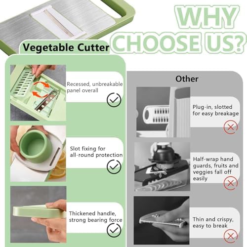 LELE LIFE 6 in 1 Mandoline Slicer for Kitchen, Multi Purpose Vegetable Slicer with Hand Guard for Cucumber Potato Slicer, Waffle Fry Cutter Julienne Slicer Veggie Slicer Grater