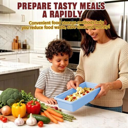 Silicone Freezer Trays With Lids,2 Cup & 5 Cup Ice Cube Tray Leak-Proof Soup Containers With Lids For Meal Prep & Freezing Soup, Stews, Sauces Food Storage Dishwasher-Safe