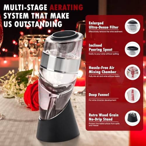 Wine Aerator Pourer with Sediment Filter for Red & White Wine