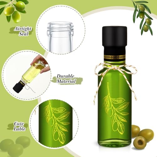 Reallnaive 20 Pcs 4oz Mini Olive Oil Bottles Bulk, Olive Pattern, Clear